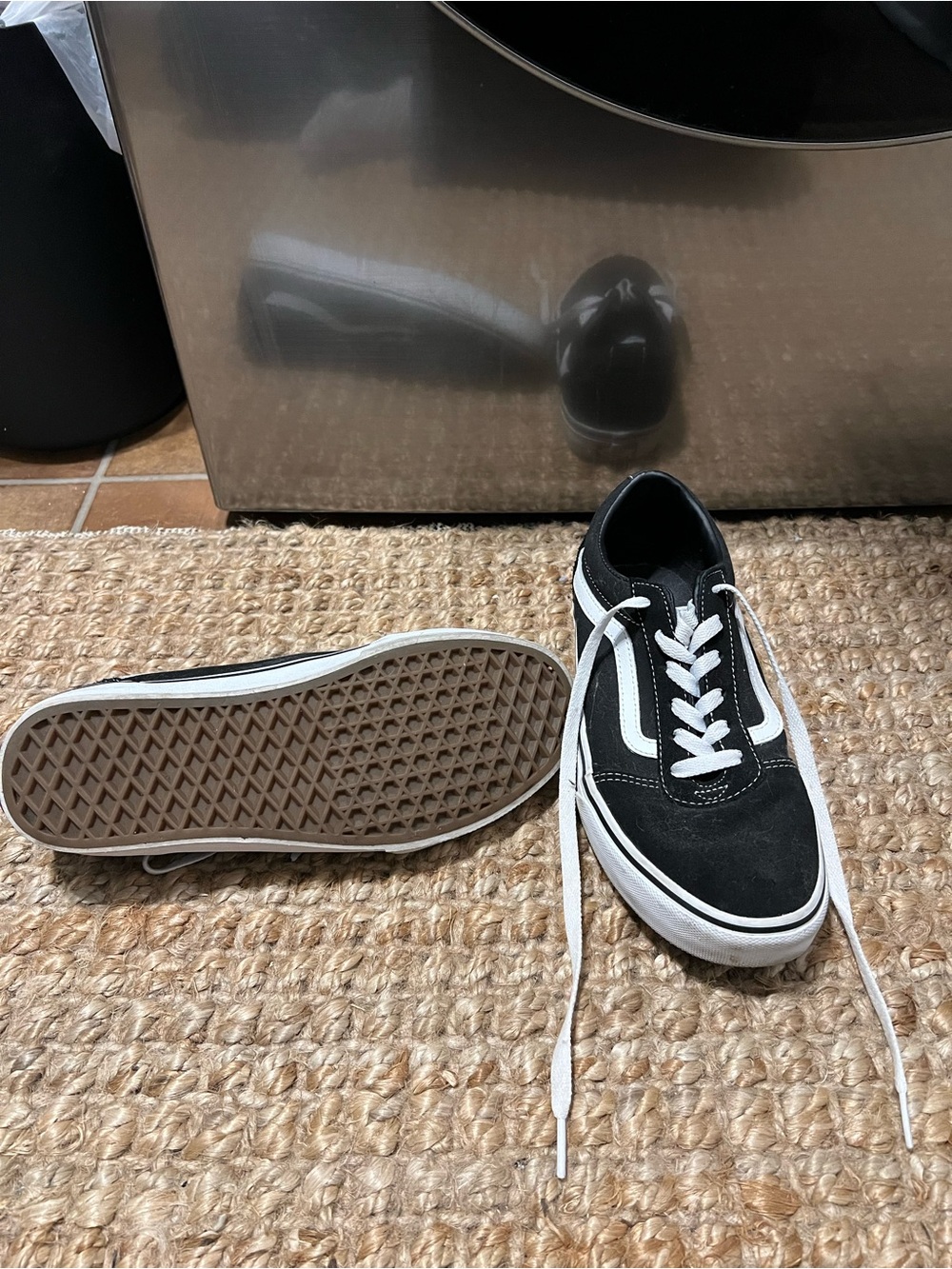 Vans Black and White Old Skool Low-Top Sneakers